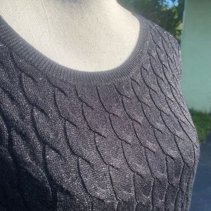 Black Shimmer Cable nit Sweater